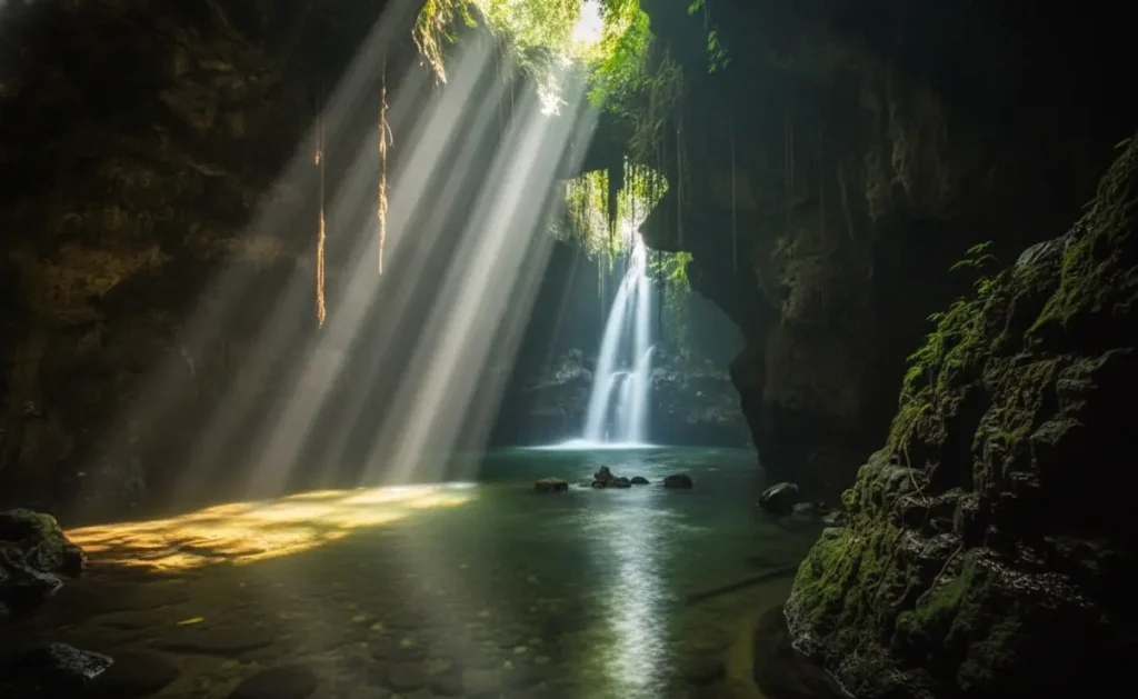 air terjun sarang walet desa tetebatu