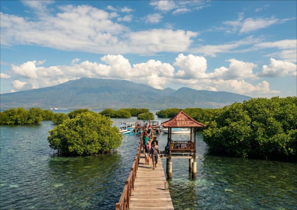 Panorama Rinjani di Gili Petagan